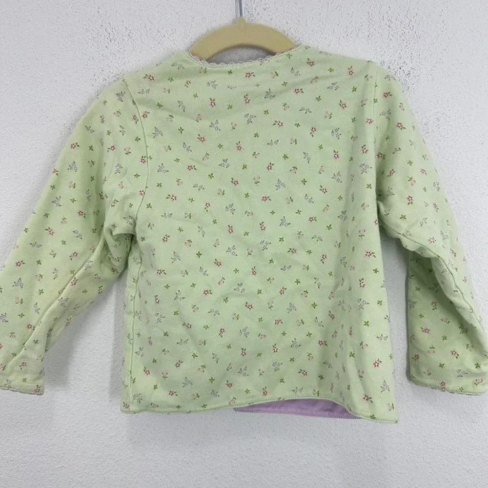 Vintage Girls Pastel Green Floral Print Cotton‎ Snap Button Shirt Jacket Shacket